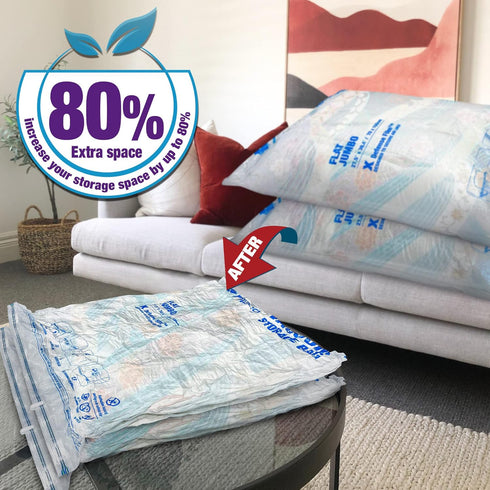 8 Jumbo Space Saver Bags, Vacuum Storage Bags for Clothes, Clothing, Comforter and Blanket Hand-Pump (8-Jumbo)...