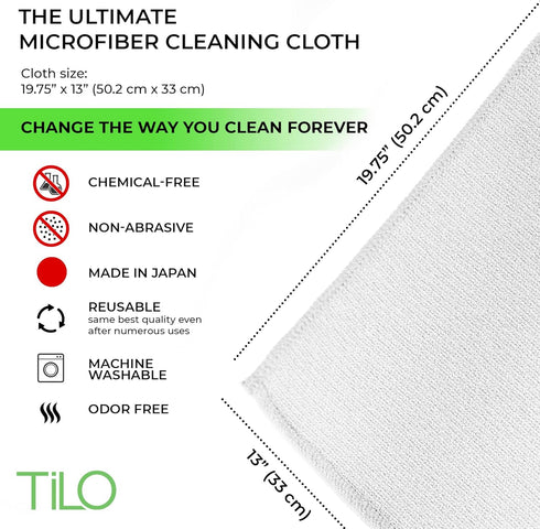 TiLO Microfiber Cleaning Cloth – 19 x 13-inch Microfiber Cleaning Cloths – Ultra-Absorbent and Reusable – Soft Polishing Cloth for Dust, Grease, D...