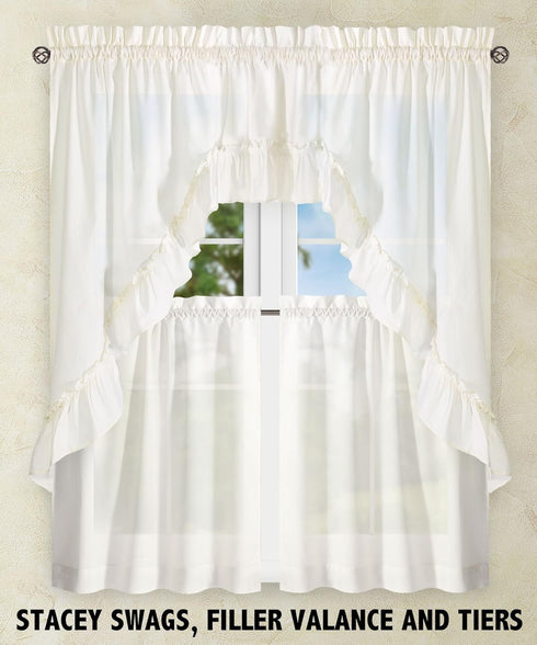 Ellis Curtain Stacey Sheer Balloon Valance, 60" x 15", Ice Cream...