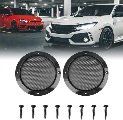 X AUTOHAUX 2pcs Grill Cover 5inch Mesh Protector Car Speaker Cover Woofer Subwoofer Grill Black...