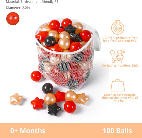 Star Ball Pit Balls, Pack of 100 Plastic Toy Balls for Kids, Gift for Baby Toddler Birthday Christmas, Ball Pool Play Tent, Baby Kiddie Pool Water...