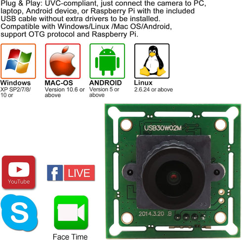 USB Camera Module Board 60fps 480P OV7725 CMOS VGA MJPEG&YUY2 USB2.0 CMOS Camera Board webcam Plug&play UVC for Computer Camera 3D Printer Camera ...