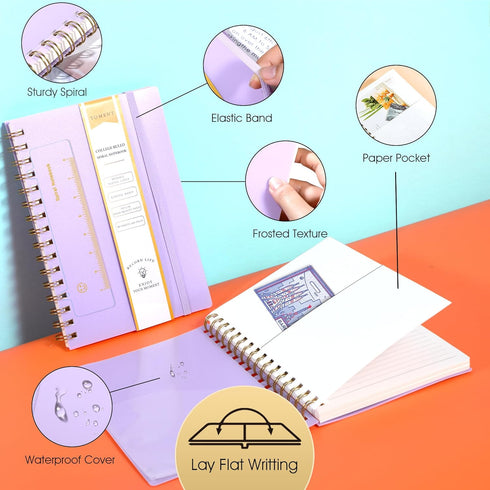 Yoment Spiral Notebook College Ruled A5 Spiral Bound Journal 160 Pages Thick Paper Plastic Hardcover Spiral Notebook 5x7 Wire Bound Notebooks for ...