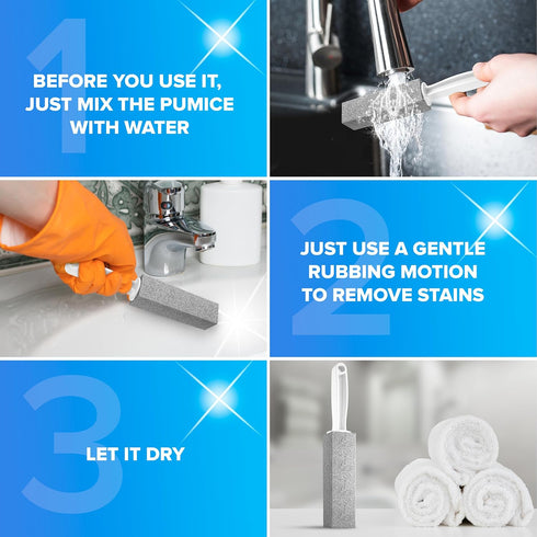 DISIWENE Pumice Cleaning Stone with Handle Toilet Bowl Cleaner Hard Water Ring Remover for Bath/Pool/Kitchen/Household Cleaning (2, 2 Pack with Ha...