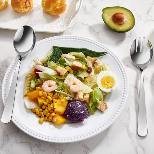KEAWELL Premium 9.45" Louise Salad Servers, 18/10 Stainless Steel, Exceptional mirror finish, Dishwasher Safe (Salad Servers)...