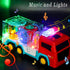 Light Up Sensory Car Toy for Kids,Transparent Gear Fire Truck Toy with Colorful Moving Gears Music and Lights Effects,Educational Tummy Time Toys ...