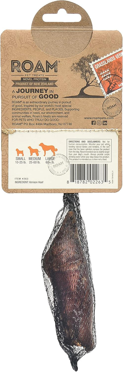 ROAM Pet Treats Bucky Hoof Pack of 2 – Grasslands Venison Hoof Dog Chew, Single Ingredient, All Natural, Grain-Free, & Gluten-Free...
