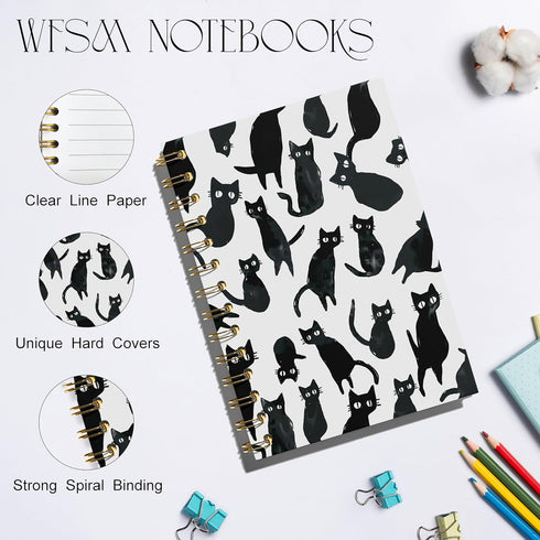 Cat Notebook - Cat Journal, Cat Gift Journal, Cat Office Supplies Spiral Notebook, Black Cat Spiral Notebook, 5.5x8.3 Inches...
