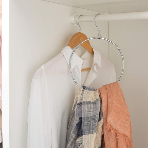 Organize It All Belt/Scarf Ring Hanger, Closet Storage, Rubber Coated Opening, Free Spinning, Metallic and Black...