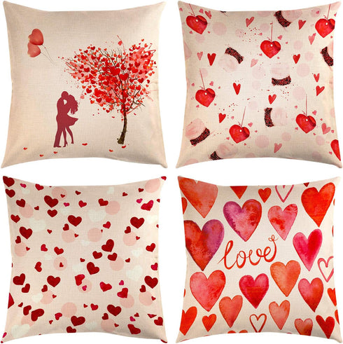 TUPARKA 4 Pack Valentine's Day Throw Pillow Covers 18 x 18 Inch Holiday Pillow Case for Sofa Couch Home Cushion Decoration...