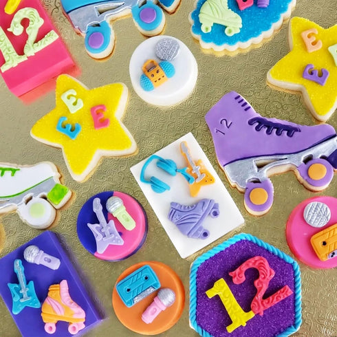 80s Disco Fever Fondant Silicone Tray Boombox Microphone Radio Bass for Sugarcraft Cake Decorating, Cupcake Topper, Chocolate, Polymer Clay...