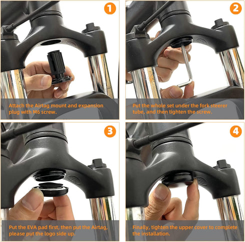 NICEDACK Airtag Bike Mount Hidden, AirTag Mountain Bike Anti-Theft Protection, Air Tag Bike Holder Waterproof, Suitable for Bikes with Hole in Fro...