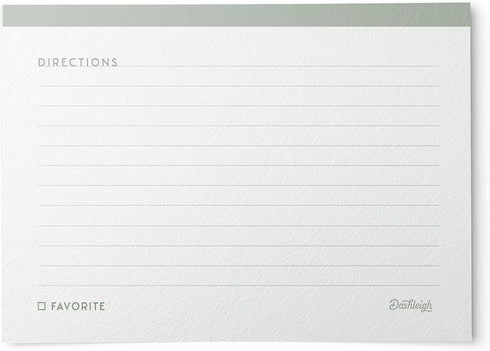 48 Water Resistant Recipe Cards, Simple & Modern, Double-Sided, Multi-Colors (Sage Green)...