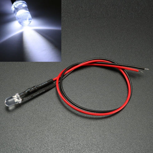 uxcell 5Pcs 5mm Pre Wired LED, White DC9-12V Clear Lens, Light Emitting Diodes...