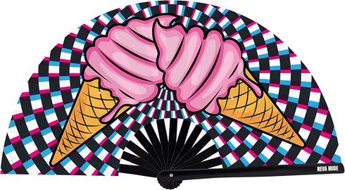 Neva Nude Rave Folding Hand Fan - UV Blacklight Reactive Handheld Fan with Drawstring Case | Perfect for Summer Festivals, Raves, Carnivals, Conce...