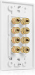 Cable Matters Speaker Wire Wall Plate (Speaker Wall Plate, Banana Plug Wall Plate) for 4 Speakers in White...