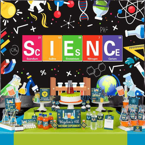 Science Party Banner Decorations Black Mad Sciencist Birthday Party Banner for Boy Girl Kid Decorations Laboratory Party Sign Little Fun Scientist...