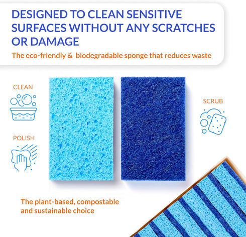 Blue Natural Kitchen Sponge, 12 Pack, Non-Scratch, Natural Sponge, Scrubber, Eco Friendly Sponges, Dishes, Sponge Kitchen, Natural Dish Sponge, Ec...