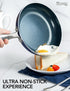 MICHELANGELO Small Frying Pan - 8 Inch Nonstick Frying Pan with Lid, Non-Toxic Omelette Pan with Stainless Handle, Nonstick Skillet, Blue-Ceramic...