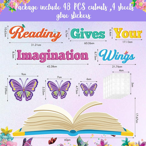 Classroom Reading Bulletin Board Set Butterfly Bulletin Board Decorations Floral Butterfly Paper Cutouts for Classroom Back to School Office Readi...