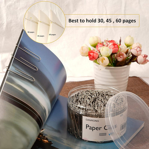 Silver Jumbo Paper Clips, 270pcs 2 Inch (50 mm) Paper Clip, Large Paperclips Great for Office School and Personal Use(2 in, Silver)...