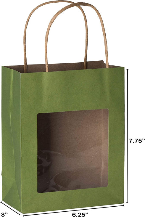 Hammont Gift Bags With Handles - 10 Pack Kraft Paper Bags, Small Gift Bags With Handles - Window Gift Bags for Parties, Birthdays, Weddings, and M...