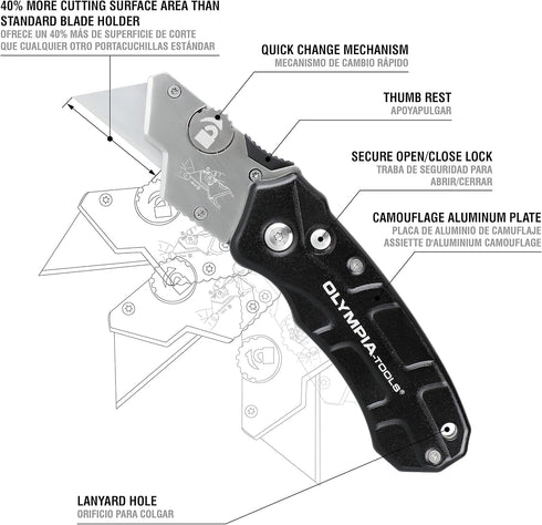 Olympia Tools Turbofold Utility Knife, 33-200...