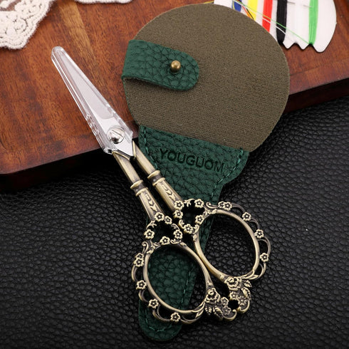 Knitting Scissors with Case, Crochet Scissors Threading Sewing Shears for Embroidery Craft Artwork Needlepoint, Bronze Little Snips...