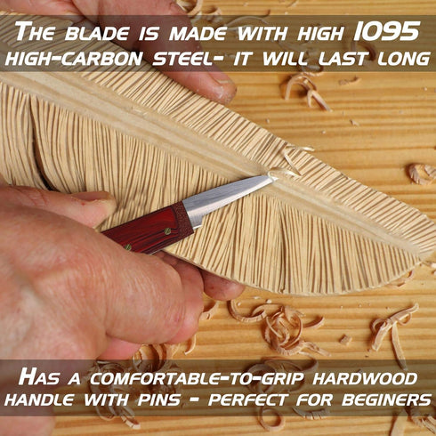 UJ Ramelson Beginner's Bench Roughing Knife - 1095 High-carbon steel blade - Great for Beginners - Whittling, Chip Carving...