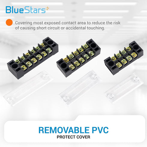 BlueStars 6 Packs 4/5/6 Positions Terminal Strip Blocks 600V 15A with Cover and 6 Packs 400V 15A Pre-Insulated Terminals Barrier Strip Used for Ho...