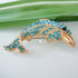 Navachi 18k Gold Plated Multi-Color Crystal Fish Porpoise Dolphin Brooch pin...