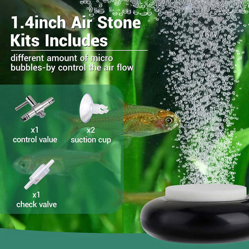 hygger Mini Aquarium Air Stone,Small Bubble Stone Fish Tank Oxygen Stone Ultra Silent Deep Dissolving Oxygen Diffuser Kit for Aquarium Fish Tank a...