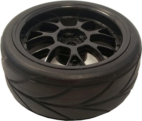 Apex RC Products 1/10 On-Road 12mm Black Mesh Wheels V Tread Rubber Tires (Set of 4) #5002...