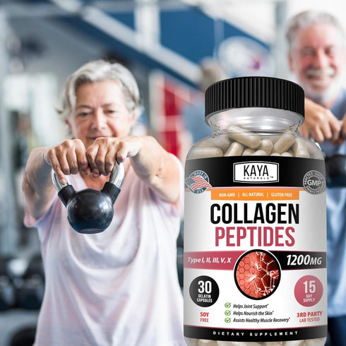 Kaya Naturals Multi Collagen Peptides Complex Powder for Women and Man, Vital for Hair, Skin, Nails, and Anti-Aging, Types I, II, III, V & X Colla...