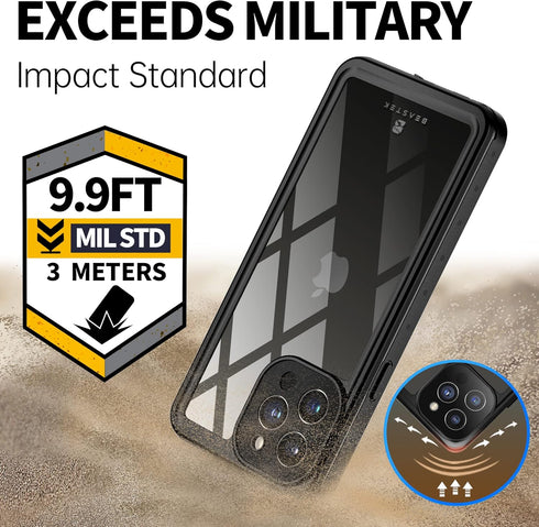 BEASTEK iPhone 13 Pro Waterproof Case, NRE Series Shockproof Dustproof Underwater IP68 with Built-in Screen Protector Anti-Scratch Protective Cove...
