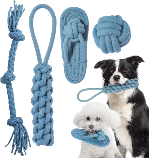 Dog Rope Toys for Small Large Dogs, Puppy Teething Chew Pull Toy, Dog Toys for Aggressive Chewers, Tug of War Dog Toy Teeth Cleaning Gum Massage,D...
