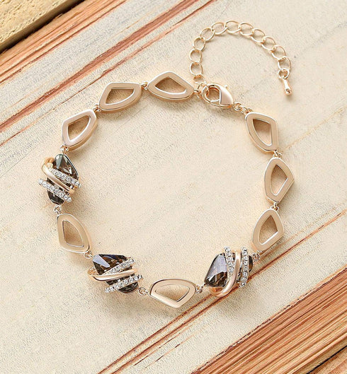 Leafael Wish Stone Link Charm Bracelet with Birthstone Crystals, Rose Gold Plated or Silver-tone, 7"+2"...