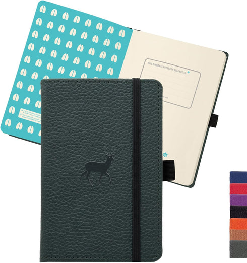 Dingbats* - Wildlife A6 Grid Pocket Notebook - PU Leather Hardcover Small Journal for Work, Travel - Pocket, Elastic Closure, Pen Holder, Bookmark...