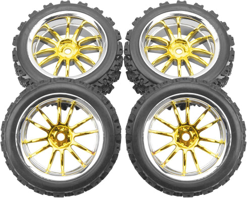 ShareGoo 4Pcs 1/10 On Road Tires & Plastics Wheel Rims 12mm Hex Compatible with Tamiya TT01 Kyosho Sakura D3 Traxxas 4Tec 2.0 1/10 RC On Road Raci...