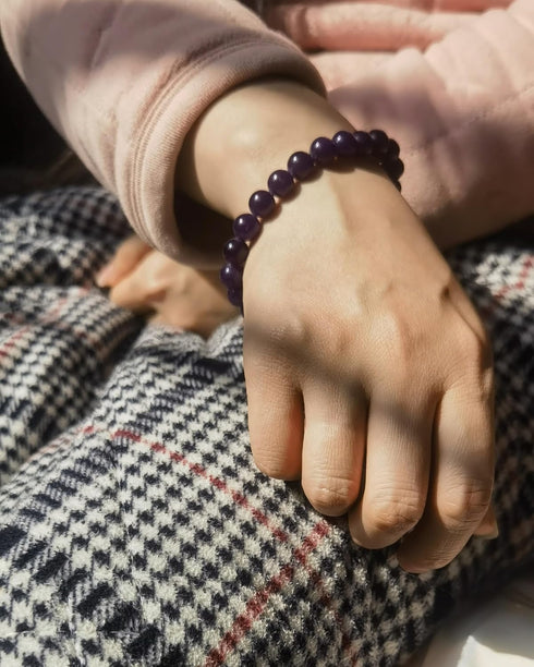 Amethyst Bracelet For Women Anxiety Amethyst Beaded,Handmade Adjustable Amethyst Crystal Bracelets Charms Healing Stone Layered Bracelet Gifts For...