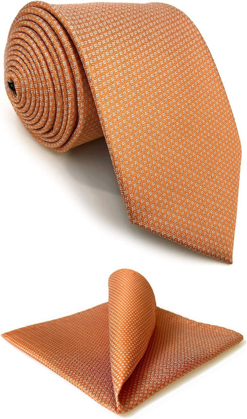 S&W SHLAX&WING Mens Ties Set Solid Color Neckties for Men Orange Skinny Necktie with Pocket Square Set...
