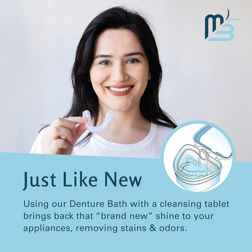 Denture Bath Case and Retainer Case FSA HSA Approved Denture Bath Cup for Invisalign Retainers Mouthguards Dentures Cleaner Kit with Strainer Spil...