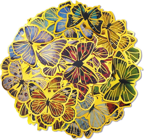 80 Pieces Large Size Hot Stamping Butterfly Stickers,Iridescent Transparent Resin Sticker Decals for Scrapbook Junk Journal Bullet Journals Planne...