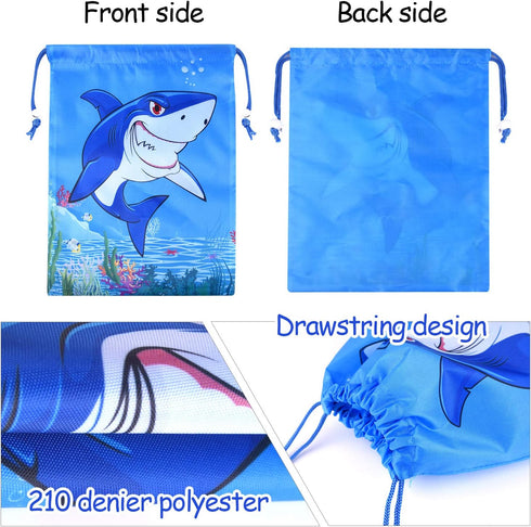 Fepito 12 Pack Shark Drawstring Bags - Shark Party Favors & Goodie Bags for Shower Party...