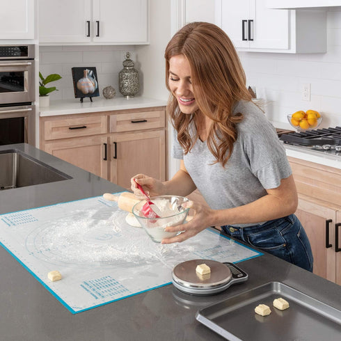 XXL Silicone Pastry Mat – Non-Slip, Easy-Clean Rolling Mat for Dough, Cookies, Pizza & Fondant – Extra Large 23.5” x 31.5” Baking Mat with Printed...