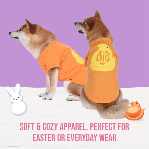 Peeps for Pets Chicks Dig Me Dog T Shirt,Size X-Small (XS) Orange and Yellow Small Dog T Shirt for Small Dogs,Officially Licensed Peeps Pet Dog Cl...