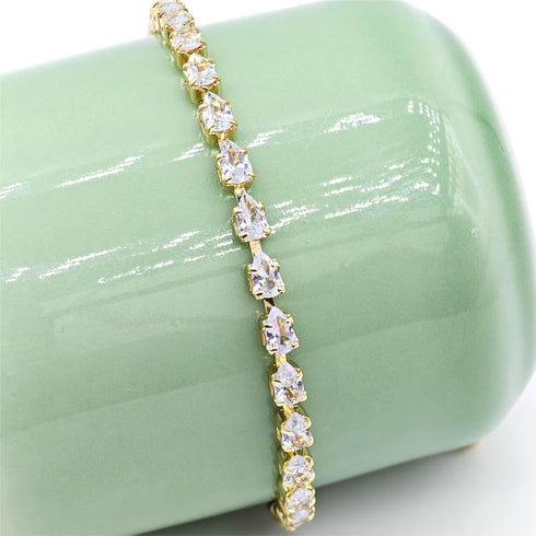 Bracelets For Women Gold Bracelets For Women Hand Chain Gold 14K Gold Plated Crystal Bracelet, Cubic Zirconia Bracelet Adjustable Slider Gold Hand...