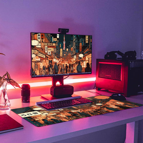 Japanese Street Gaming Mouse Pad Large,Anime Mouse Pad Gaming Mouse Mat Desk Pad,31.5 x 11.8 Desk Mat Anime Mouse Pads for Desk,Extended Keyboard ...