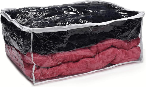 Handy Laundry Blanket Storage Bags - 90 L - Zippered Large Clear Plastic Storage Bag, Shield Your Quilt Blankets, Bedding and Clothes from Dust, D...