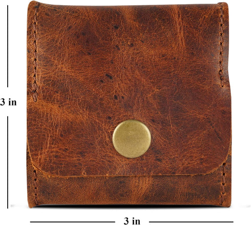 Leather coin pouch | Moon Pocket Coin Case | Genuine Leather Squeeze Coin Purse | Pouch Change Holder | Purse Wallet for Men & Women Handmade Vint...